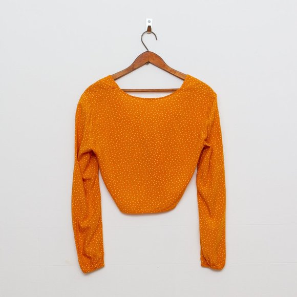 GARAGE tie knot long sleeve blouse polka dots • yellow white • S - Picture 4 of 4
